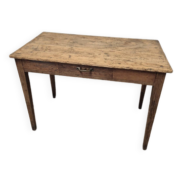 Table de ferme, bureau rustique en chêne massif et sapin, 1950