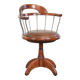 Swivel side chair / office chair with a cognac-coloured cow leather seat