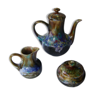 Morvan vintage ceramic coffee maker, sugar bowl and milk pitcher