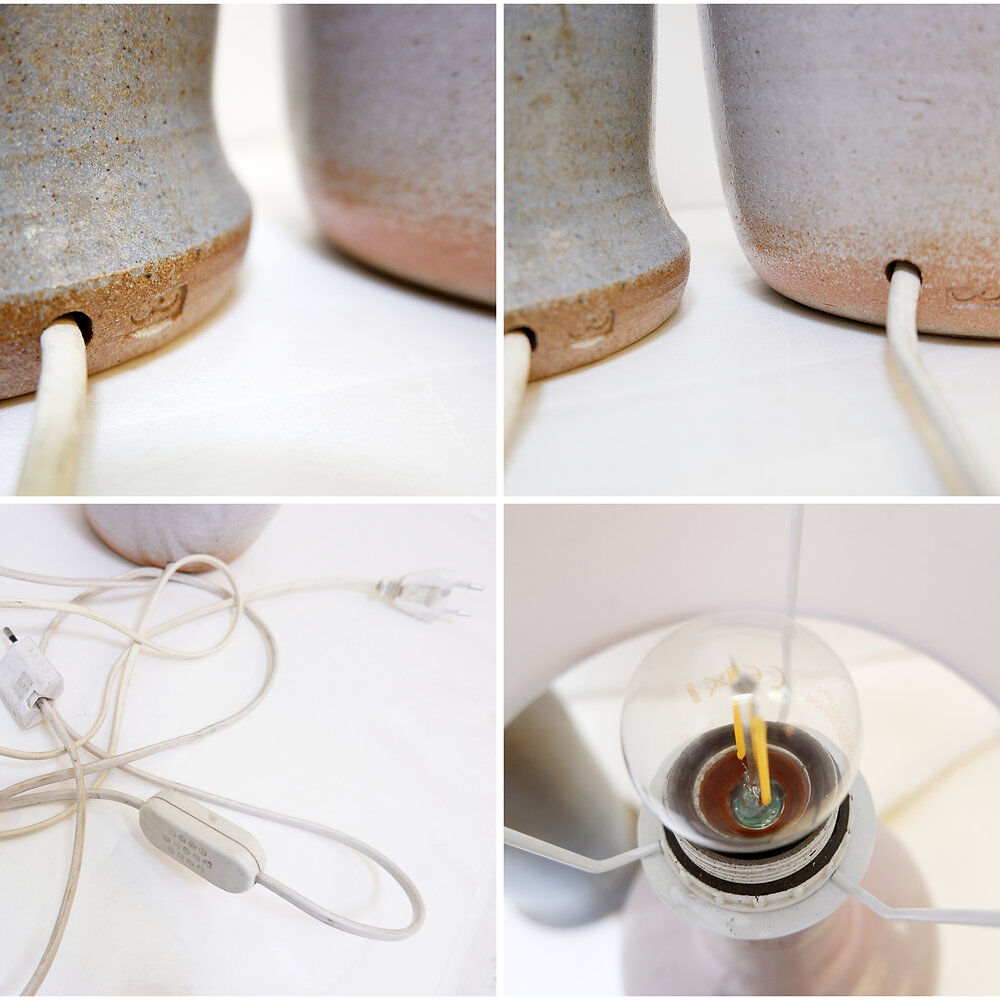 Pair of vintage ceramic table lamps with a two-tone finish - 1980s