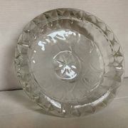 Large glass ashtray with frosted flowers.
