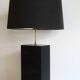 Black lacquered wooden table lamp designed by Roger Vanhevel, 1970s.