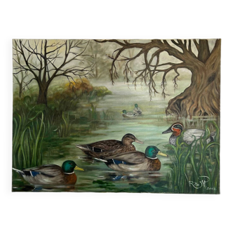 Ducks in autumn painting