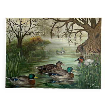 Tableau canards en automne