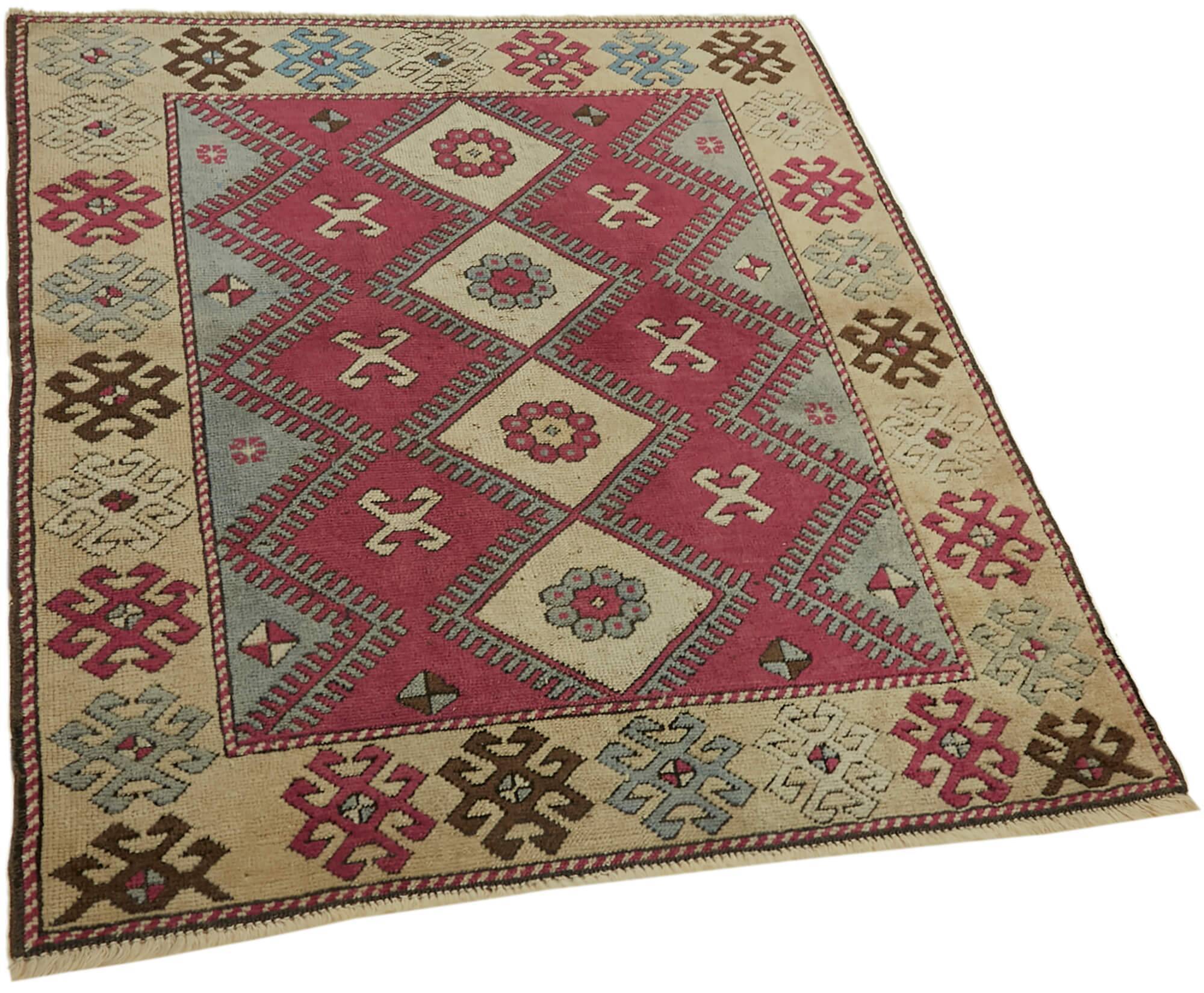 Turkish Vintage Anatolian Rug 106 cm x 120 cm