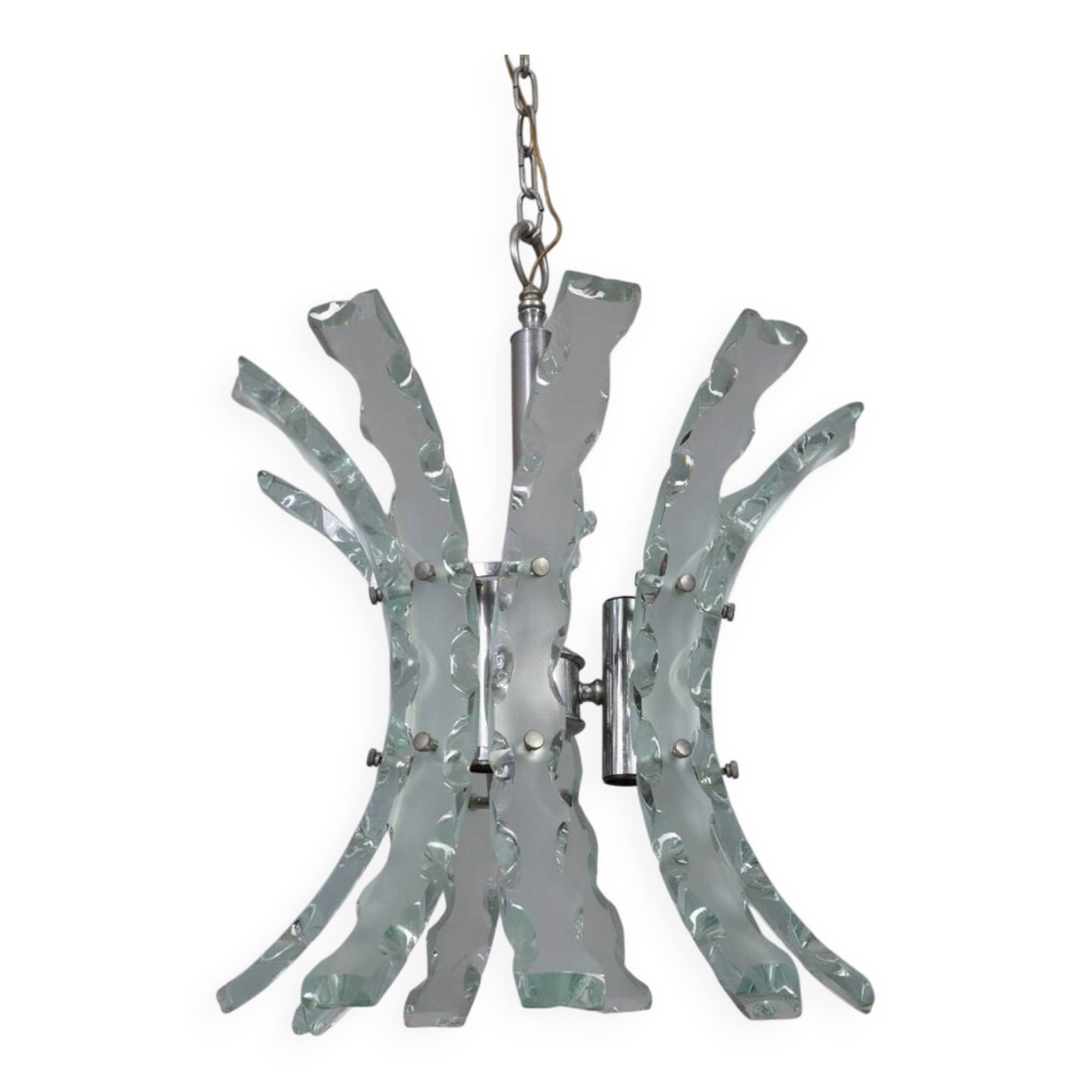 Vintage 70's worked glass chandelier design zeroquattro