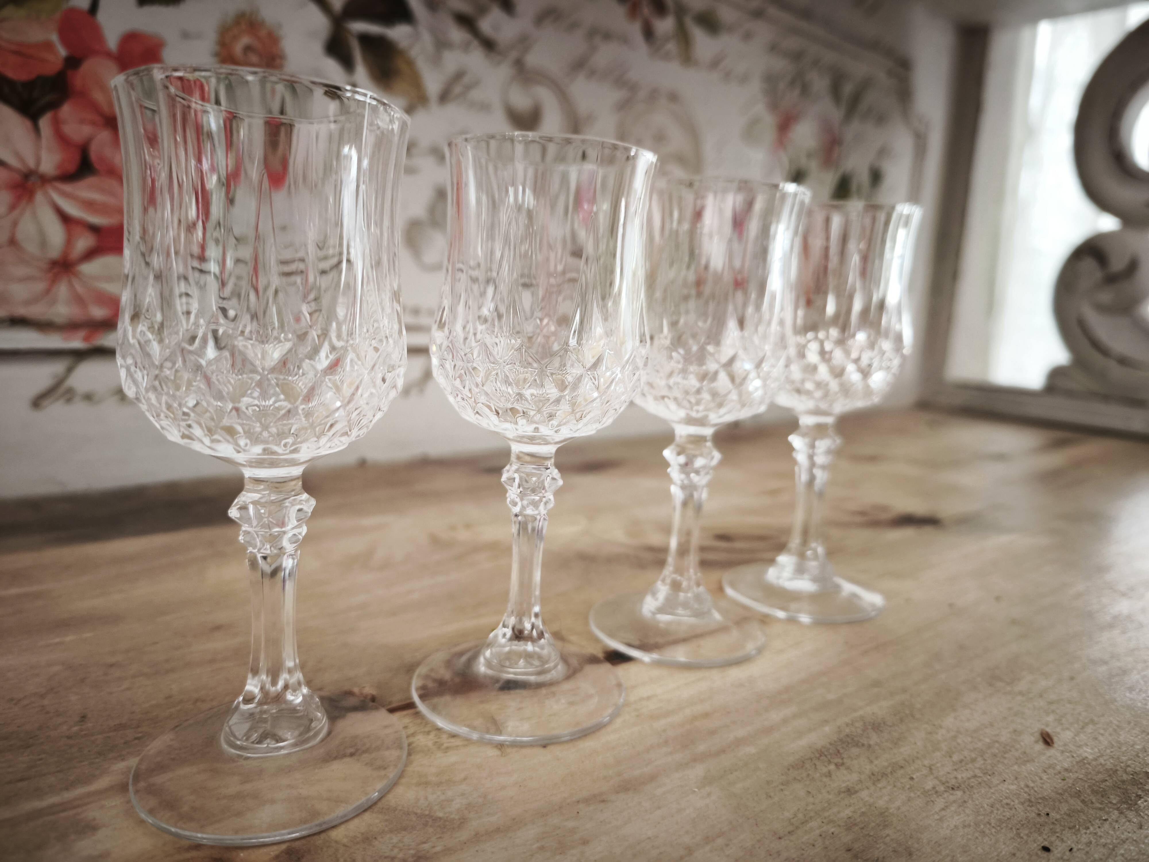 Set of 4 Cristal d'Arques Longchamp stemmed liqueur glasses