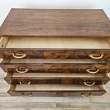 Art Decò chest of drawers in walnut burl with four drawers