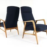 mid century vintage Fauteuil herenmodel 'Duivendrecht' donkerblauw | opnieuw bekleed