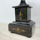 Antique French black marble cassoulets gilt decor pedestals neoclassical pair, 1900s