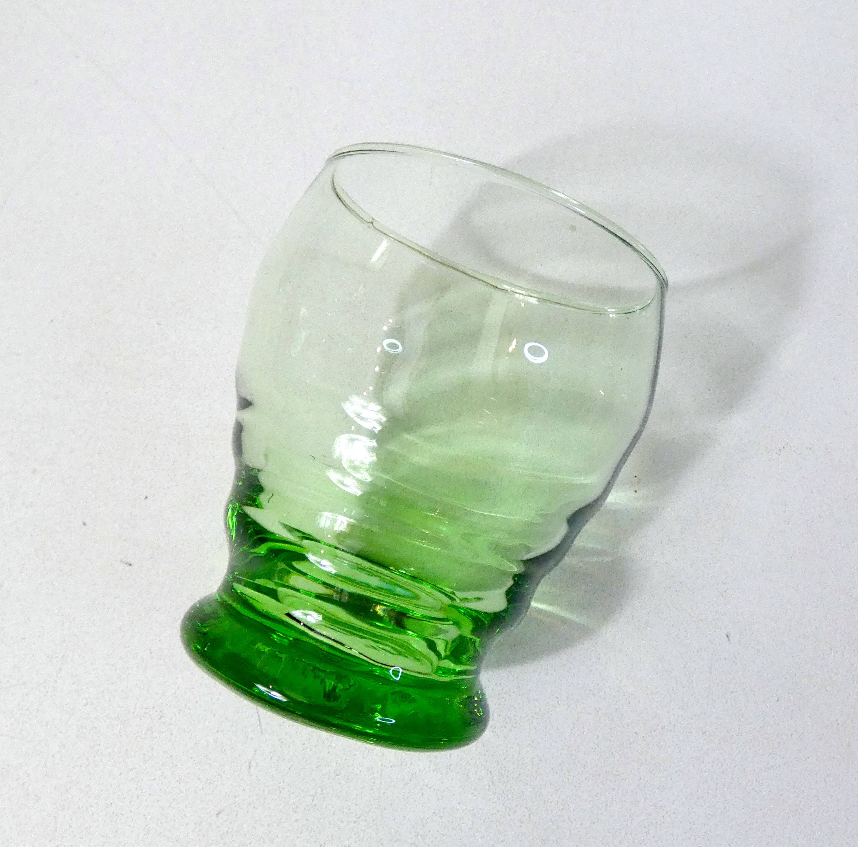 old service 10 water glasses and carafe in blown glass