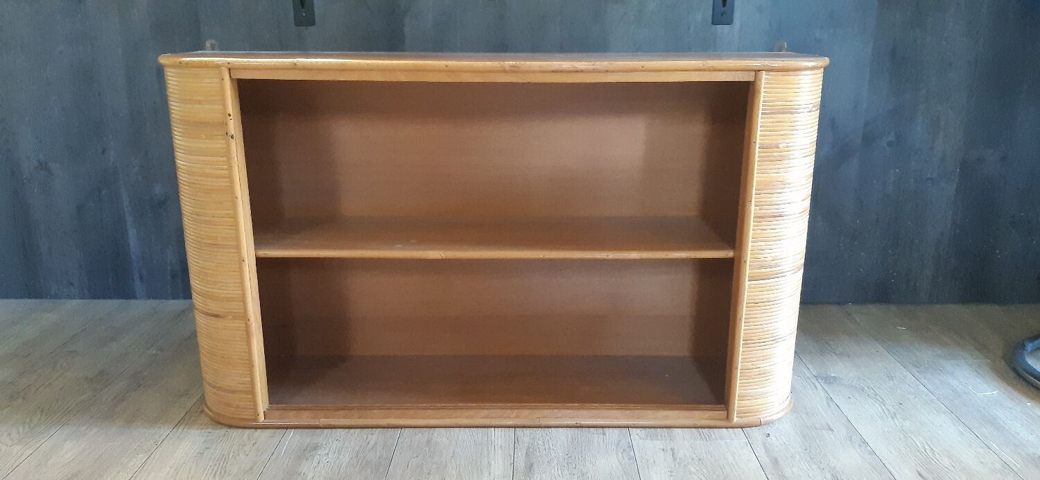 Vitrine étagère murale bois bambou