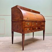 Cylinder Desk In Walnut Veneer From Louis XVI XVIII Eme Century