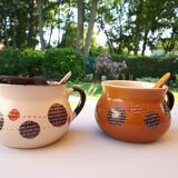 2 soup bowls and spoons