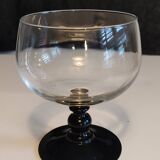 6 large Vintage Black Opaline Stemmed GLASSES - For Iced Cocktails - LUMINARC 1990