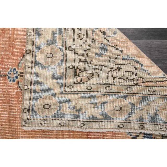 Vintage Turkish Oushak handmade wool cotton red runner rug 94x335
