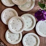 10 assiettes à dessert Salins vintage verts pâles et dorées