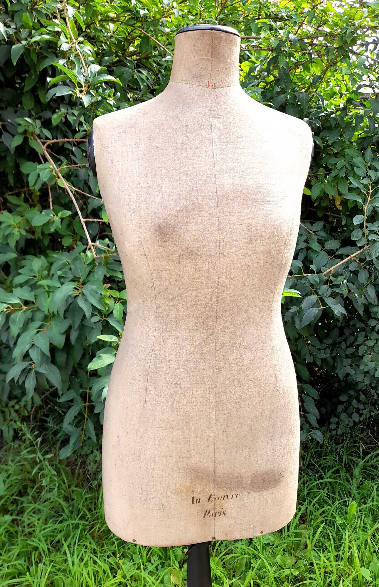 Old couture mannequin "au louvre" bust in fabrics and wood 1900 size 44