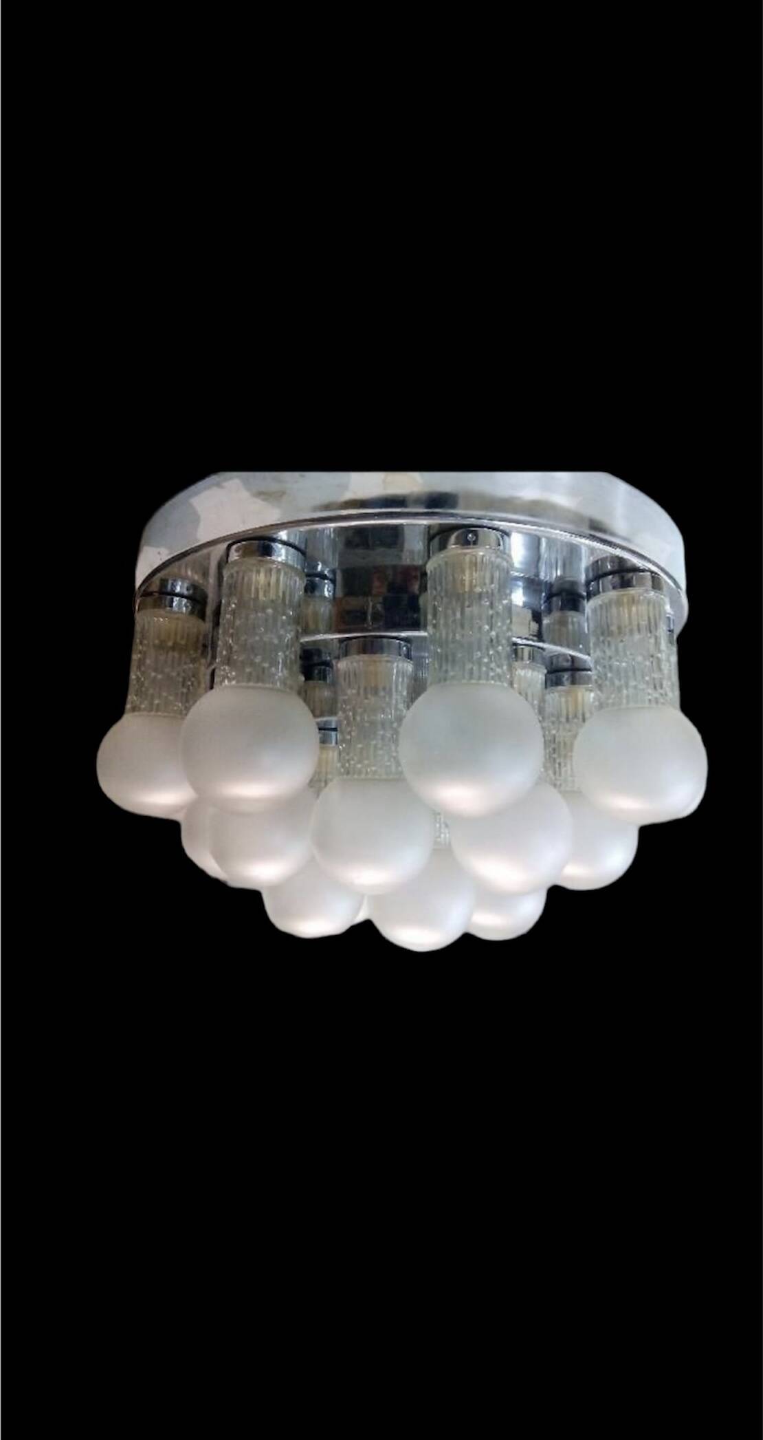 Kinkeldey globe and crystal ceiling light, Austria 1970s