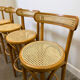 Set of 4 vintage Italian bentwood & cane bar stools, 1970s