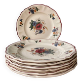 Series of 7 Sarreguemines earthenware dessert plates, Agreste model