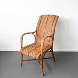 Fauteuil osier et rotin vintage