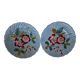 Sarreguemines plates majolica with pink wild roses