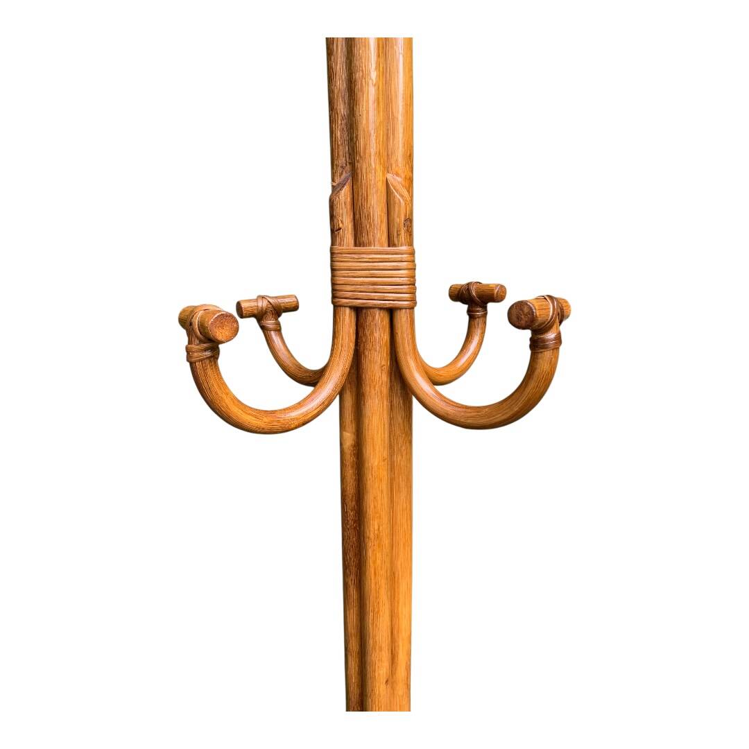 Perroquet portemanteau en rotin vintage 1970