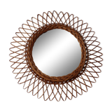 Vintage wicker sun mirror 45x45cm