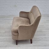 1970s, Danish 2 seater sofa, original condition, green furniture velour.