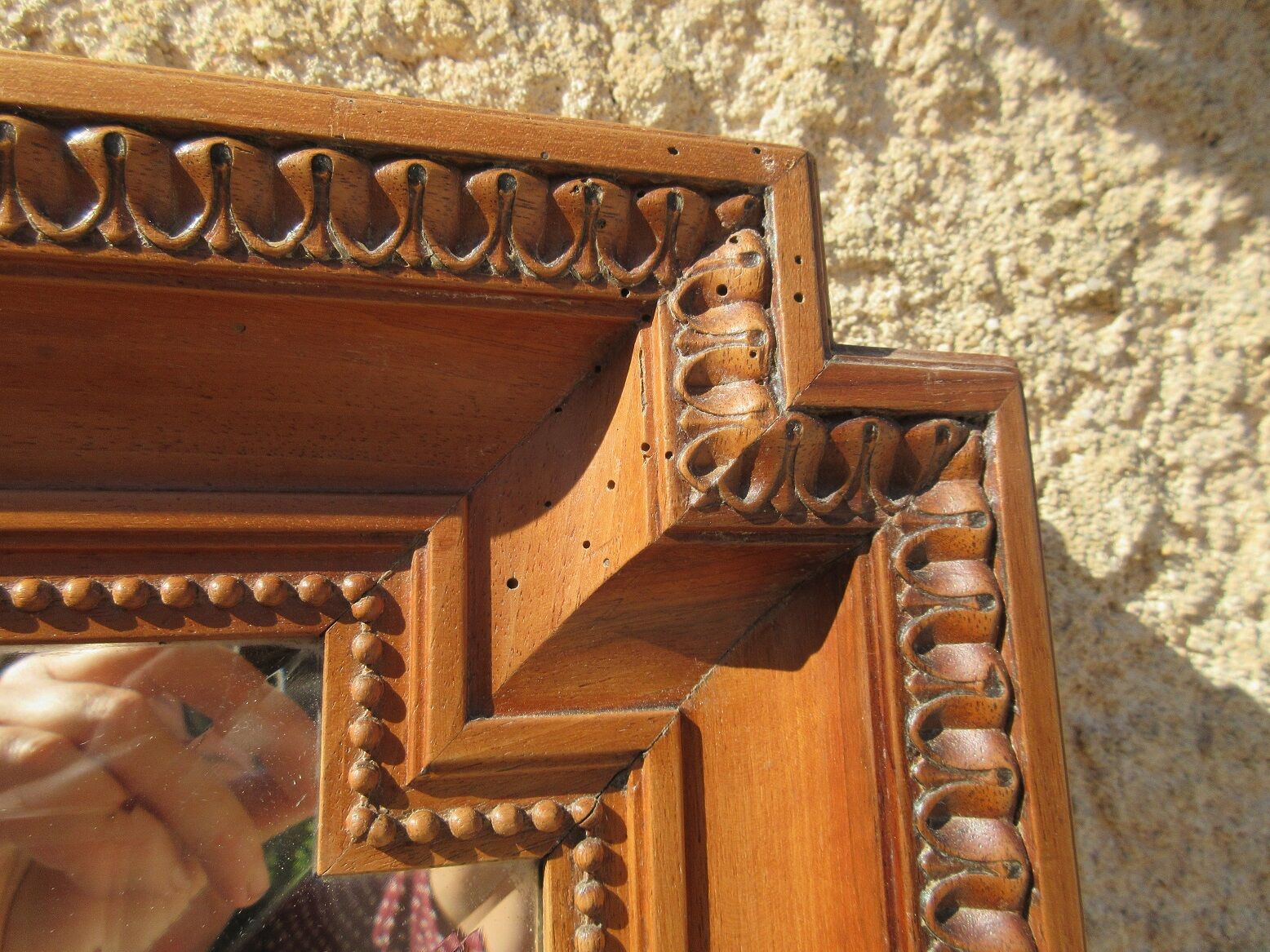 Walnut bevelled mirror 1900