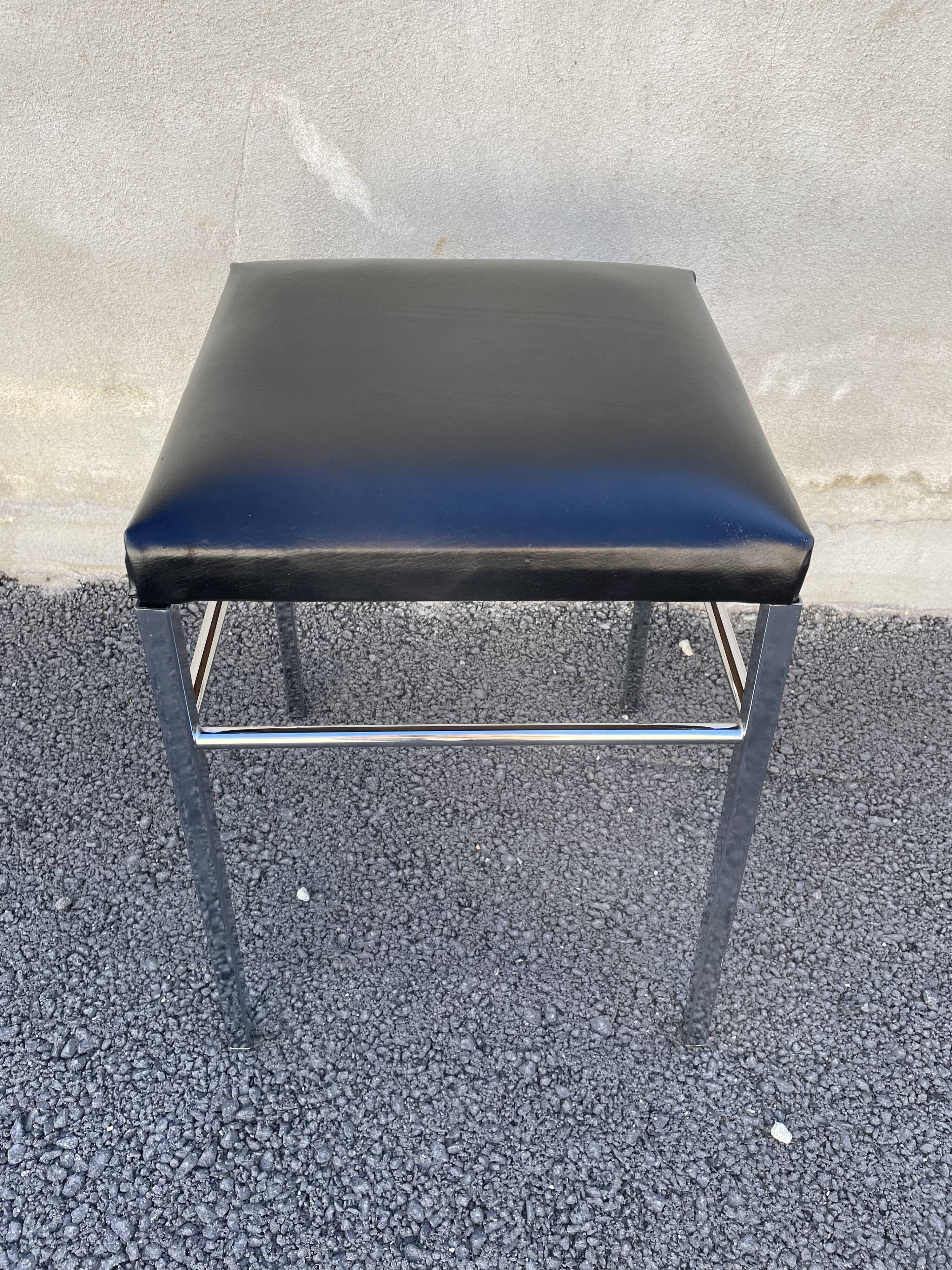 Stool year 70 skaï and chrome metal