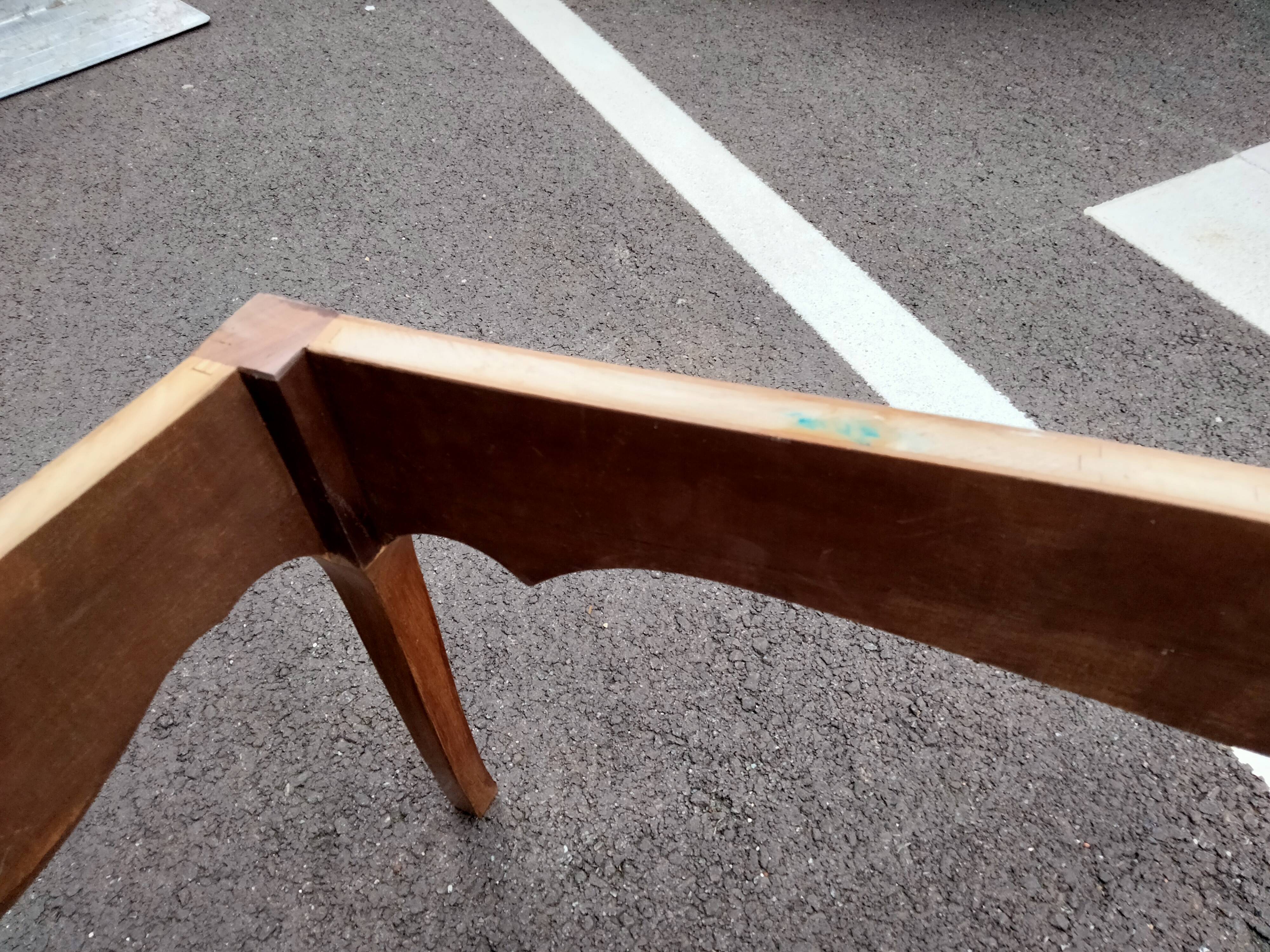 Old coffee table marquetry style louis xv marble top