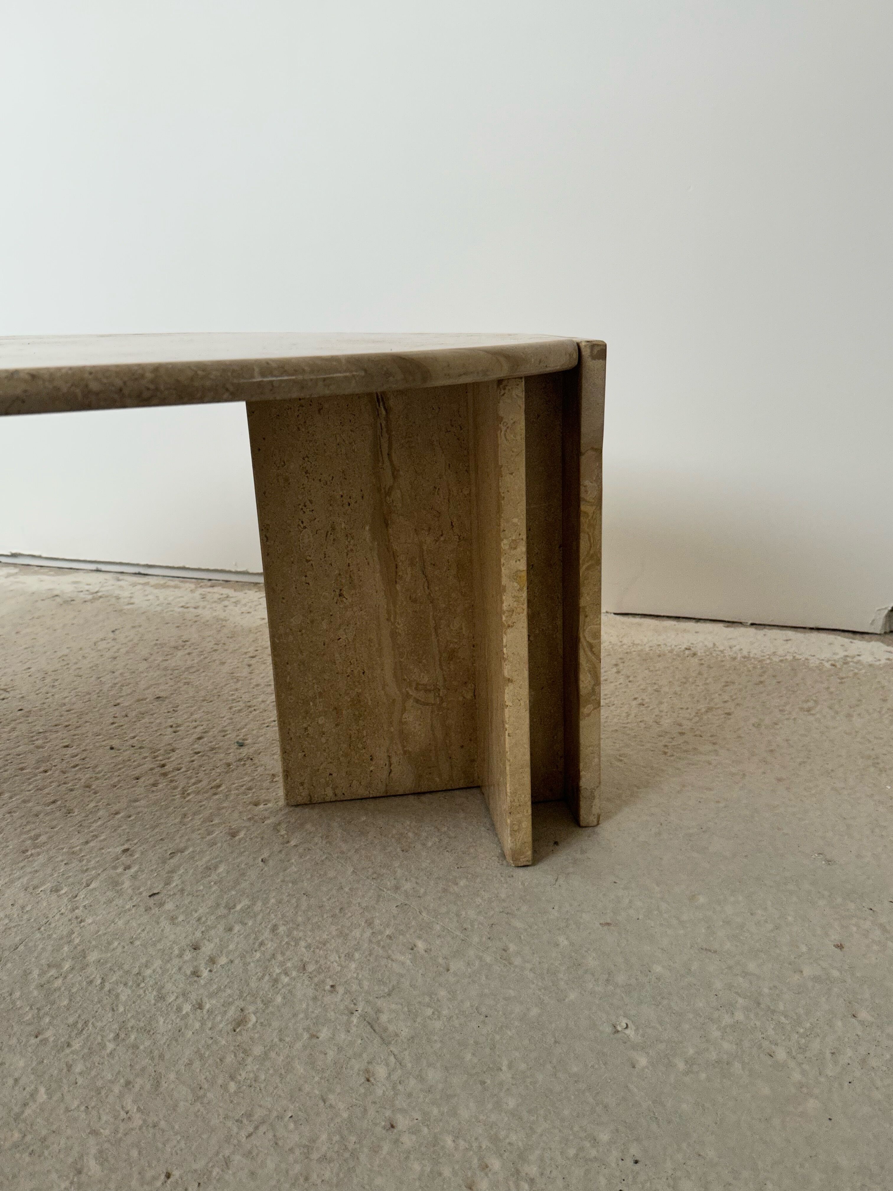 Travertine coffee table, Italian design of the 80s