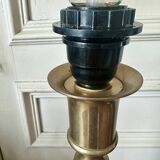 Lamp base in brass and chrome-plated steel