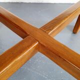 Square coffee table in wood and smoked glass