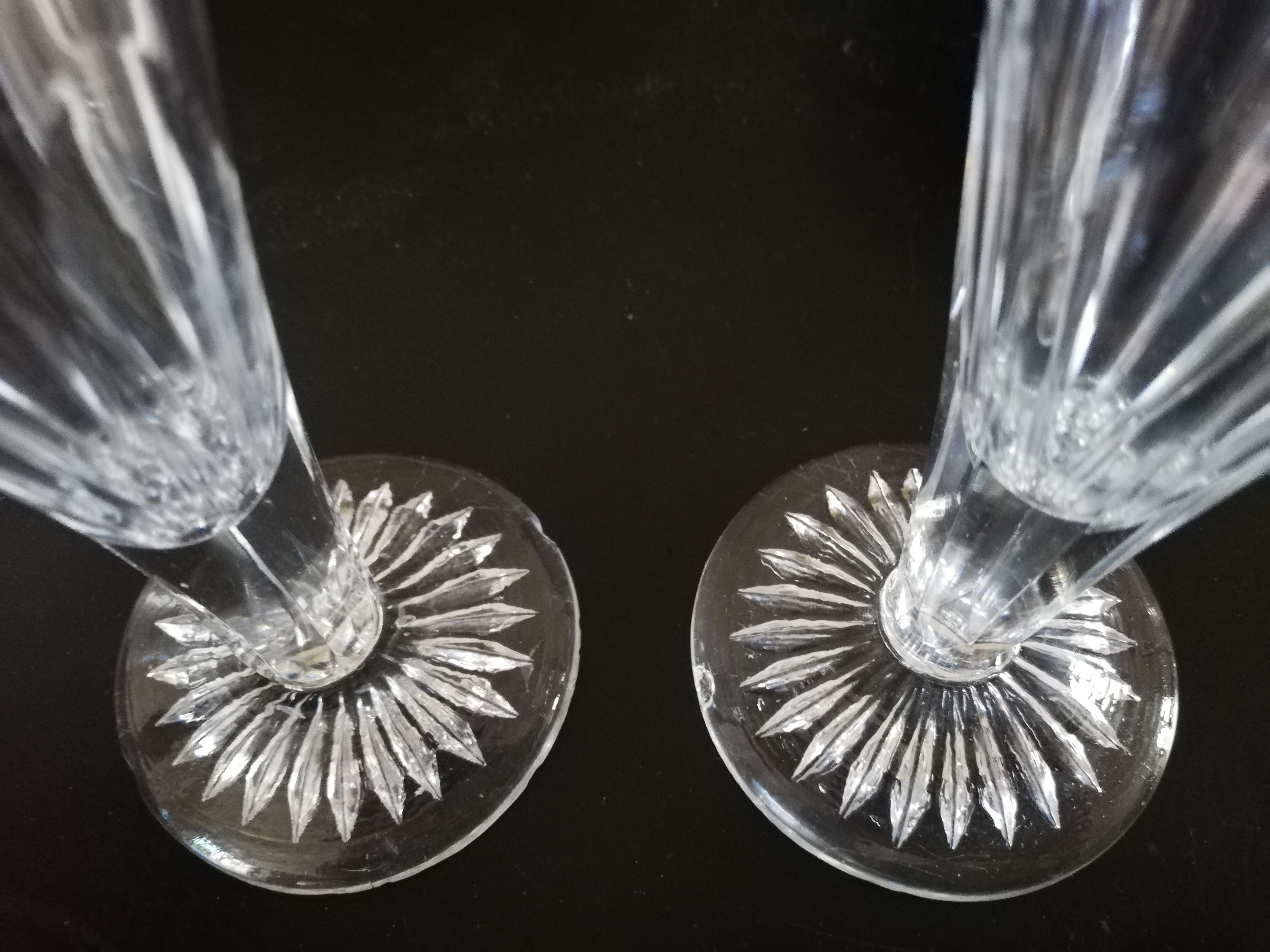 2 art deco champagne flutes
