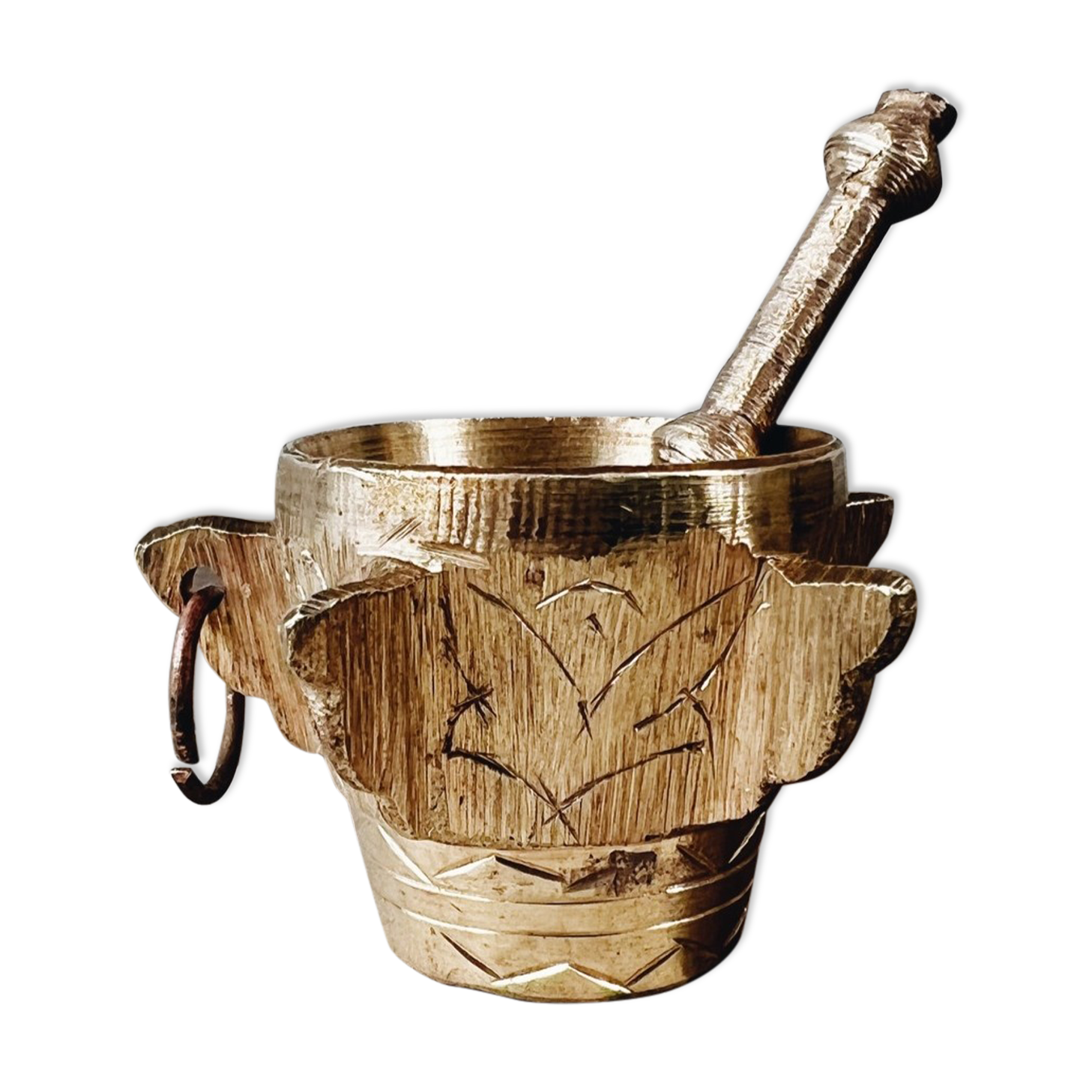 Small bronze mortar with pestle