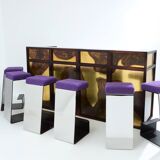 Large oxidized and patinated brass bar by Isabelle and Richard Faure 1970