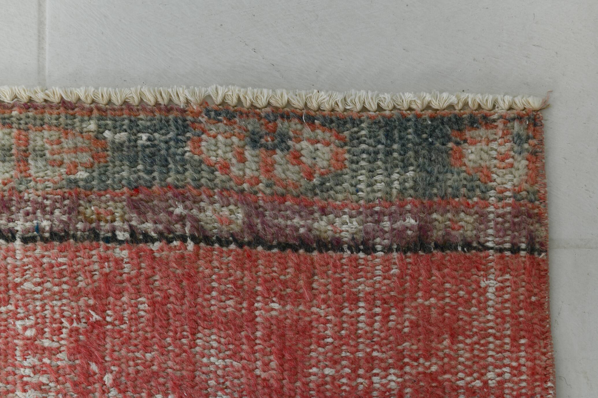 Pale Read Classic Turkish Vintage Runner Rug, 72x337Cm