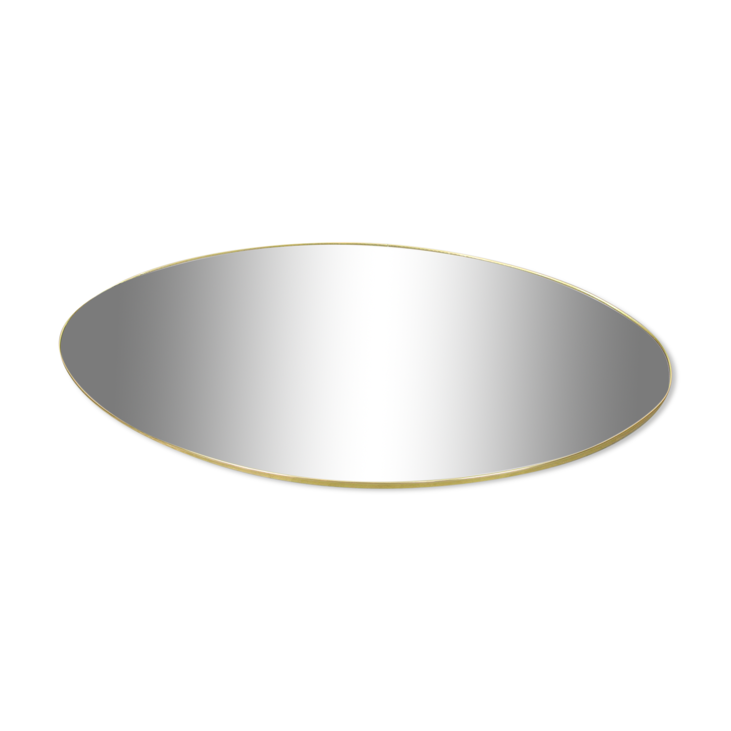 Vintage oval golden frame mirror, 70s