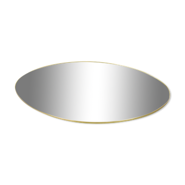 Vintage oval golden frame mirror, 70s