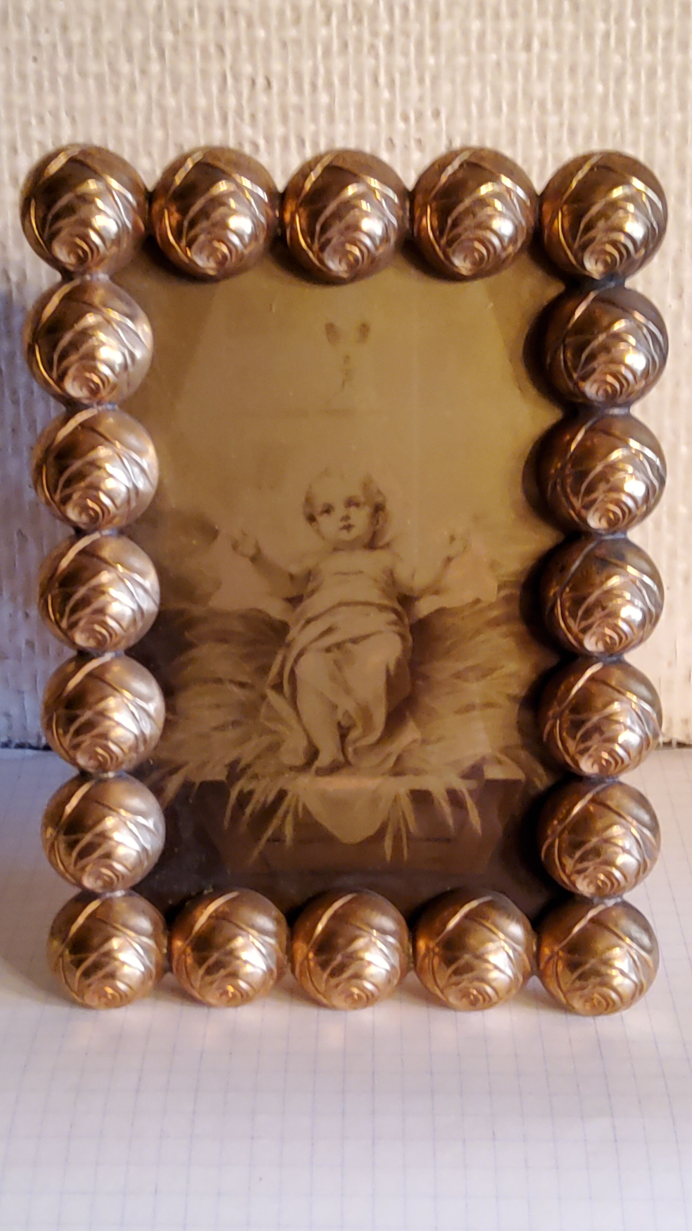 Art deco photo frame in gilded bronze and gilded brass