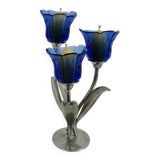 Silver-plated pewter candlestick signed Jean Goardère, 1970