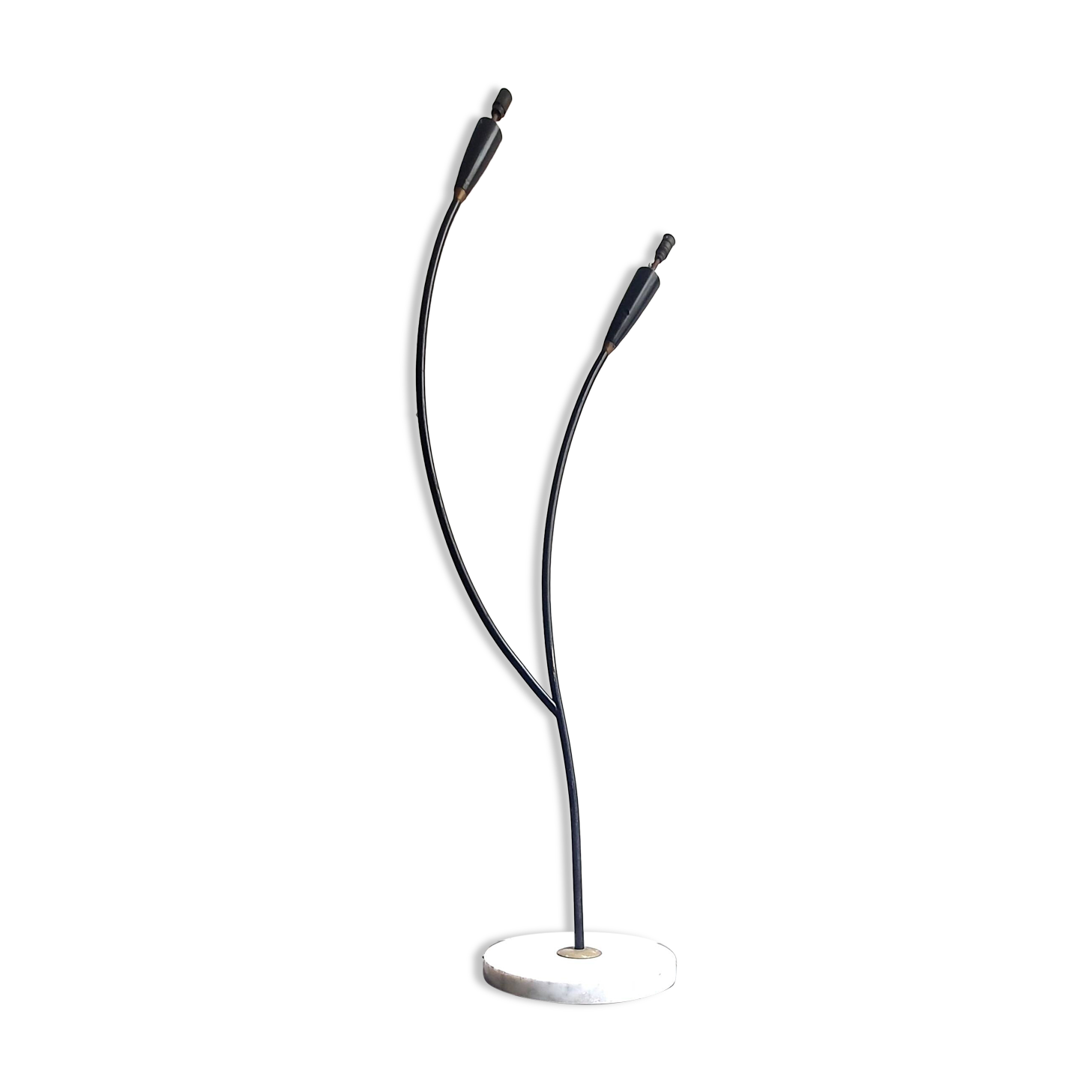 Vintage italian floor lamp from the 50s / 60s black lacquered metal and marble