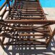 Vintage wooden garden furniture set with a bench and an armchair