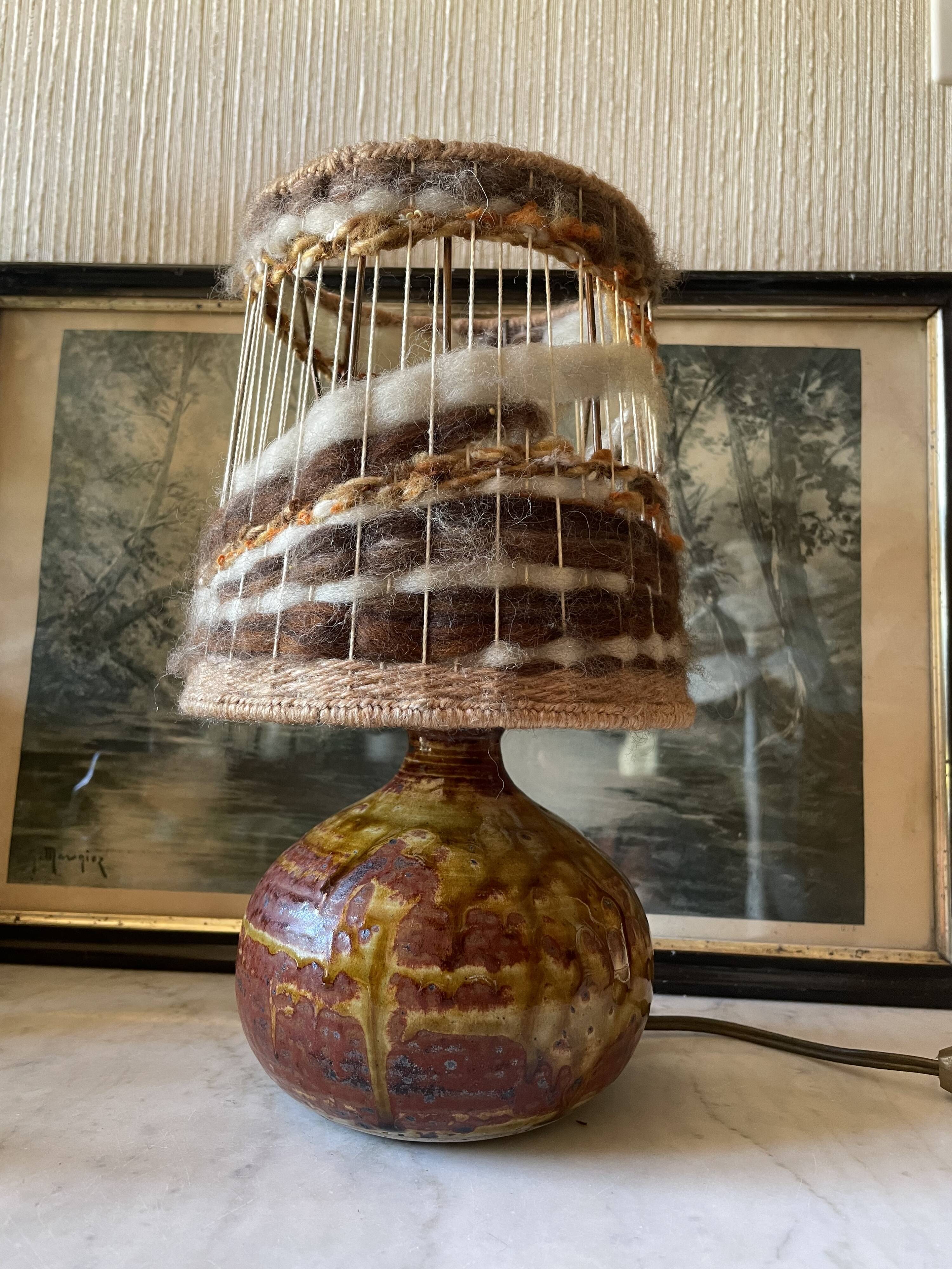 Stoneware lamp La Borne signed Migeon