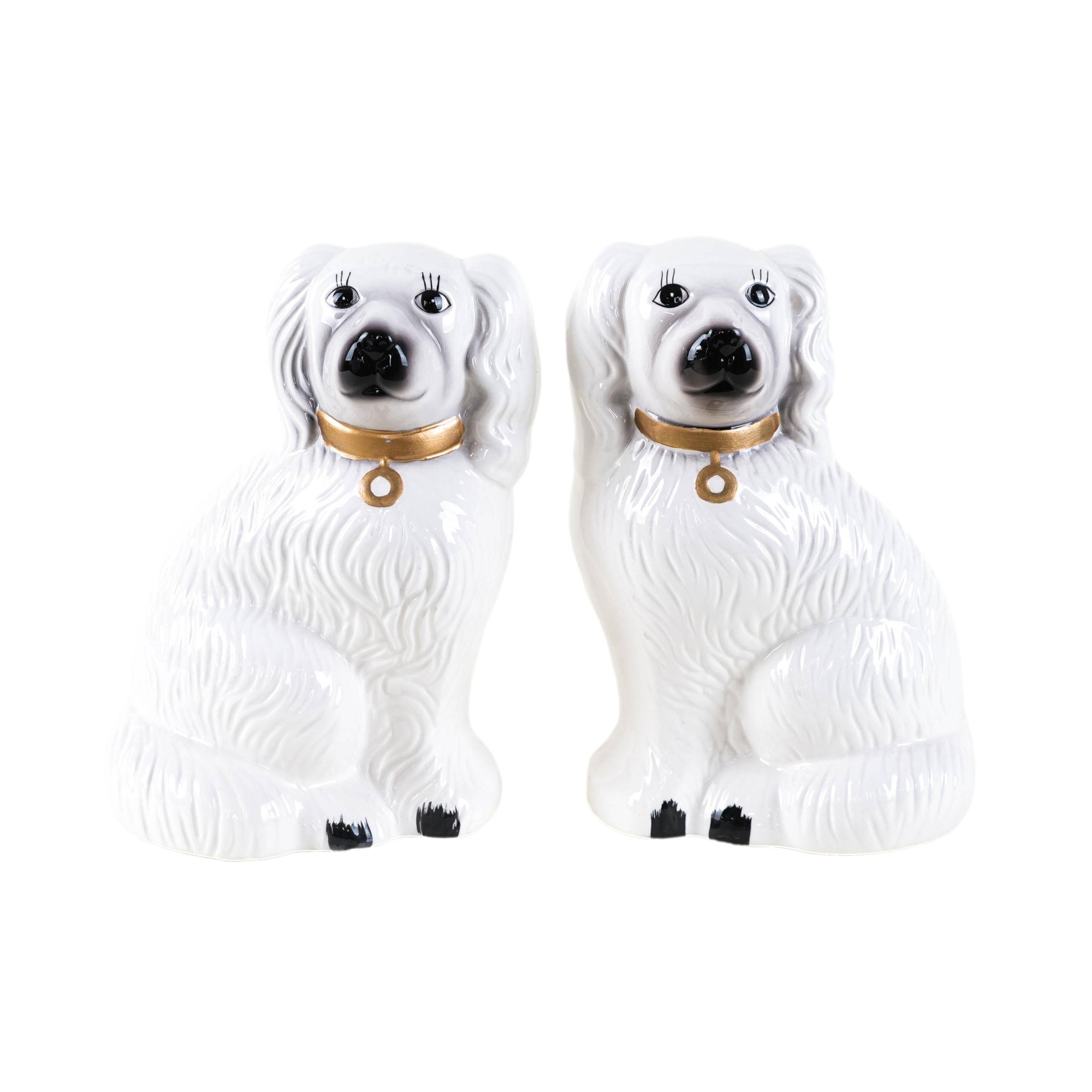 Ceramic dog figurines, English style, 1970s, made in England