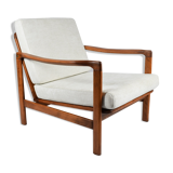 Scandinavian armchair, fully restored, designer Z. Baczyk, 1960s, beige fabric