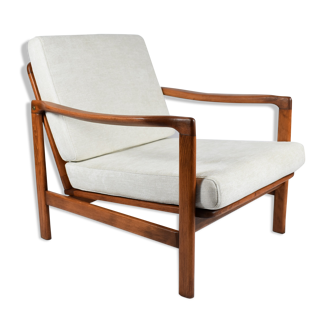 Scandinavian armchair, fully restored, designer Z. Baczyk, 1960s, beige fabric